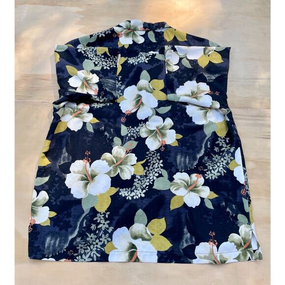 TOMMY Bahama 100% Silk Blue Floral Button Front Polo Shirt Mens Size LARGE - Picture 6 of 6